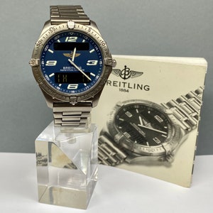 Vintage Breitling Aerospace Ref. E65062 Titanium Quartz Navy Blue Dial Watch image 2