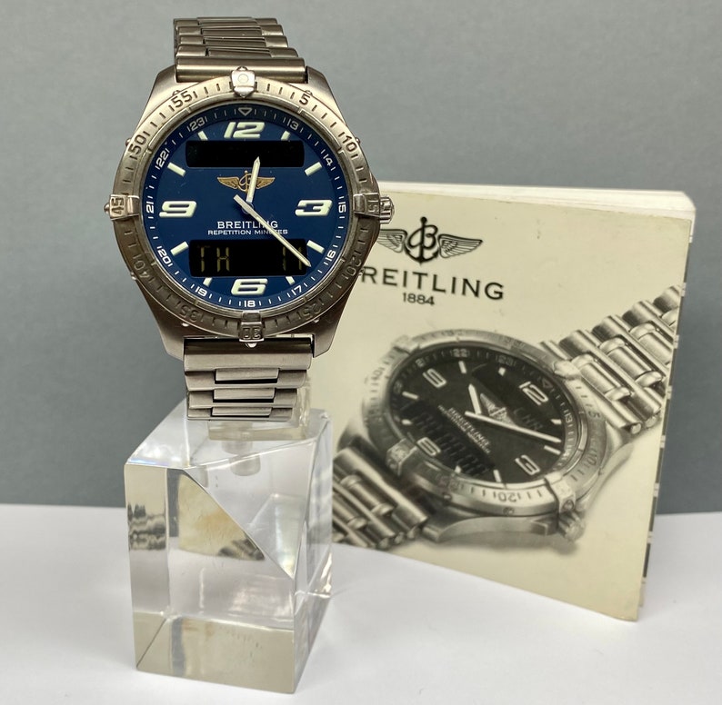 Vintage Breitling Aerospace Ref. E65062 Titanium Quartz Navy Blue Dial Watch image 2