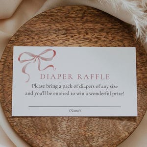 Pink Bow Diaper Raffle Card: Baby Shower Game (Digital Download)