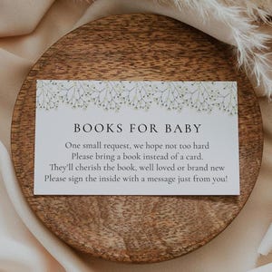 Baby Breath Bücher für Baby Einlegekarten druckbar, Babybibliothek Anfrage Duschkarte, bringen eine Buchvorlage, noch heute bearbeiten und drucken