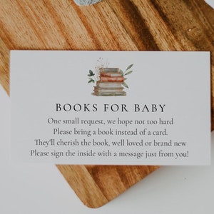 Verzauberte Waldpilz-Babypartybücher für Babykartenvorlage, Babybibliothekskarte druckbare, bearbeiten & drucken heute, sofortiger Download