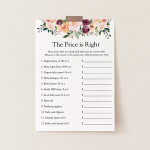 The Price is Right Baby Shower Game Printable card, Time for Tea, Template, Instant Download #AP12_BBG