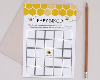 Bee Baby Shower Bingo Game Printable card, Printable Template, Instant Download #AP30_BBG