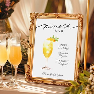 Mimosa Bar Sign Template | Bridal Brunch Printable Mimosa Sign | Instant Download | Editable DIY Wedding Drink Sign