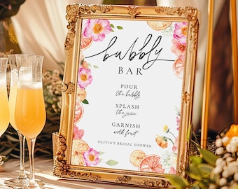 Mimosa Bar Sign Template | Bridal Shower Printable | Champagne & Bubbly Bar Sign | Instant Download for Wedding, Baby Shower, Brunch