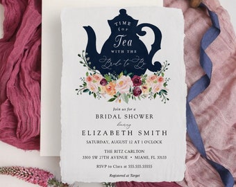 Tea Party Bridal Shower invitation Template, Wedding, INSTANT DOWNLOAD, 100% Editable Text, Templett, Printable #AP12