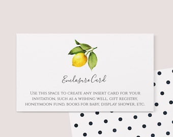 Lemons Main Squeeze Enclosure Card, insert card, Book Request, Bridal Shower, INSTANT DOWNLOAD #AP6_EC