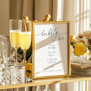 Minimalist Bubbly Bar Sign Template | Mimosa Bridal Brunch Printable Sign | Modern Script Bridal Shower Sign | Instant Download