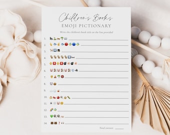 Emoji Pictionary Baby Shower Spiel: Kinderbücher (bearbeitbare Vorlage)