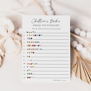 Jeu de Pictionary Emoji pour enfants | Jeu Emoji Bébé | Jeu de Pictionary Emoji Baby Shower | Jeux de baby shower | Modèle modifiable
