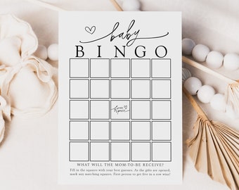 Baby Shower Bingo Game: Printable Cards, Editable Template