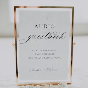 Élégante enseigne de livre d&#39;or audio : modèle de mariage minimaliste (téléchargement numérique)