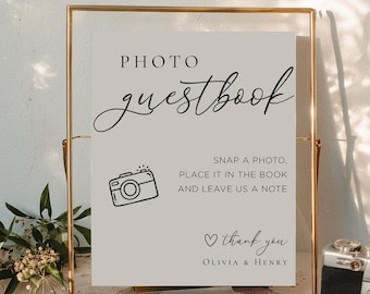 Photo Guestbook Sign Printable, Photo GuestBook Sign Template, Polaroid Wedding Sign, Leave A Photo, Snap It Shake it