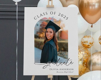 Graduation Party Welcome Sign Template, Modern Minimalist Graduation Welcome, Photo Graduation Welcome Poster, Editable Template Download