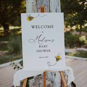 Bee Shower Welcome Sign, Baby or Bridal Shower, Printable Template, Instant Download #AP30_WS