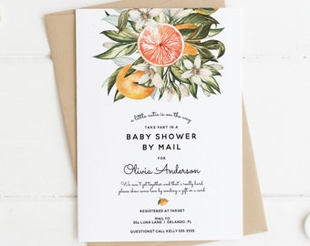 Little Cutie Orange Baby Shower By Mail Invitation, Printable Template, INSTANT DOWNLOAD #AP7_BSM