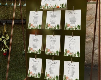 Cactus Bridal Shower Seating Chart Template, Desert Theme Printable Seating Plan, Editable Boho Table Seating Sign, Instant Download