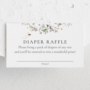 Lila Wildblumen Windel Einfügen Karte, süß wie Biene, Baby-Dusche-Windel Anfrage zum ausdrucken, bearbeiten & drucken heute, Instant Download