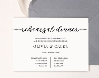 Rehearsal Dinner invitation Template, INSTANT DOWNLOAD, 100% Editable Text, Templett, Printable, Simple Calligraphy,  #014_RH3