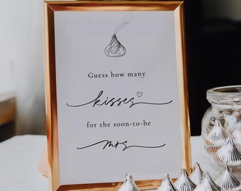 Guess How Many Kisses Sign: Bridal Shower Game (Printable)