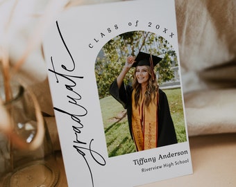 Modern Graduation Announcement card, Minimalist Senior Announcement Card, Graduation Party Invitation Template download, Graduation Invite