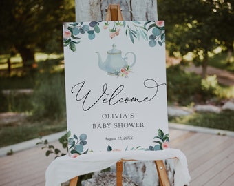 Time for Tea Bridal or Baby Shower Welcome Sign, Printable Template, Instant Download #AP19_WS