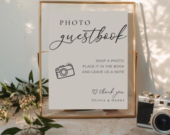 Photo Guestbook Sign Printable, Photo GuestBook Sign Template, Polaroid Wedding Sign, Leave A Photo, Snap It Shake it