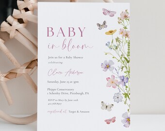 Wildflower Baby Shower Invitation Template: Baby in Bloom (DIY Invite)