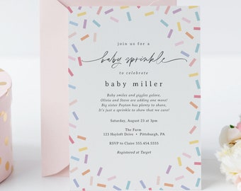 Rainbow Sprinkles Baby Sprinkle Invitation Template (DIY Instant Download)
