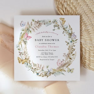 Butterfly on the Way Boho Baby Shower Invitation, Printable Template, INSTANT DOWNLOAD #AP29