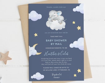 Baby Shower by Mail Invitation, Twinkle Little Star Long Distance Shower, Virtual Shower, Printable Template, INSTANT DOWNLOAD BSM
