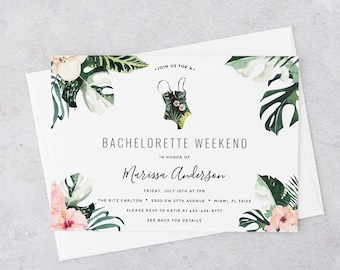 Tropical Bachelorette Party Invitation, Weekend Itinerary, Beach Destination, Printable Template, INSTANT DOWNLOAD