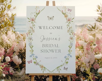 Wildflower Love is in Bloom Welcome Sign, Floral Bridal Shower Welcome Template, Floral Wedding Shower DIY Sign, Templett, #AP50