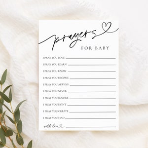 Oraciones para bebé / Juegos minimalistas de baby shower imprimibles / Tarjetas de oraciones / Deseos para bebé / Tarjeta de deseos / Plantilla editable