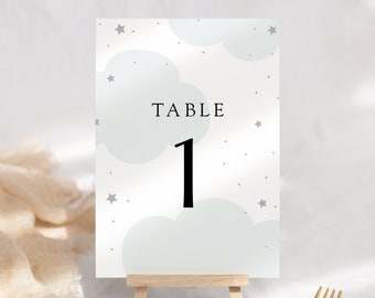 We are over the Moon Baby Shower Table Number Cards, Blue Twinkle Little Star, Instant download template #AP3bs_TC