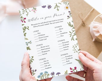 Wildflower Bridal Shower Game: What's in Your Purse Printable (Instant Download)