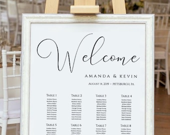 Wedding Seating Chart, Welcome sign, 100% Editable Text, Template, Templett, INSTANT DOWNLOAD