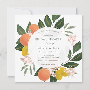 Main Squeeze Bridal Shower Invitation, Oranges and Lemons, Printable Invite Template, INSTANT DOWNLOAD #AP11_BS