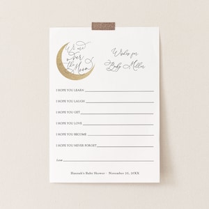 Tarjeta "Deseos de Luna para el Bebé", Juegos para Baby Shower, Plantilla Imprimible, DESCARGA INSTANTÁNEA, #AP3_BBG