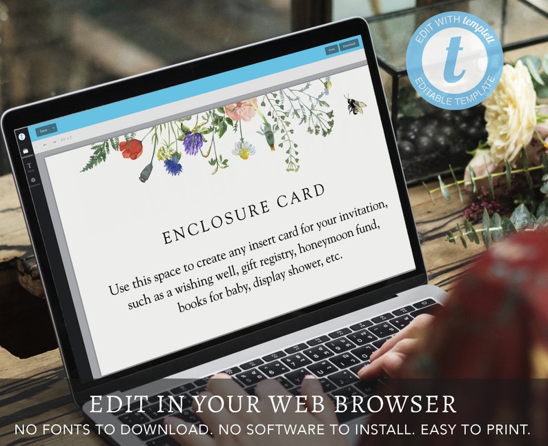 Custom Enclosure Card Printable Template Wildflower Fields Etsy