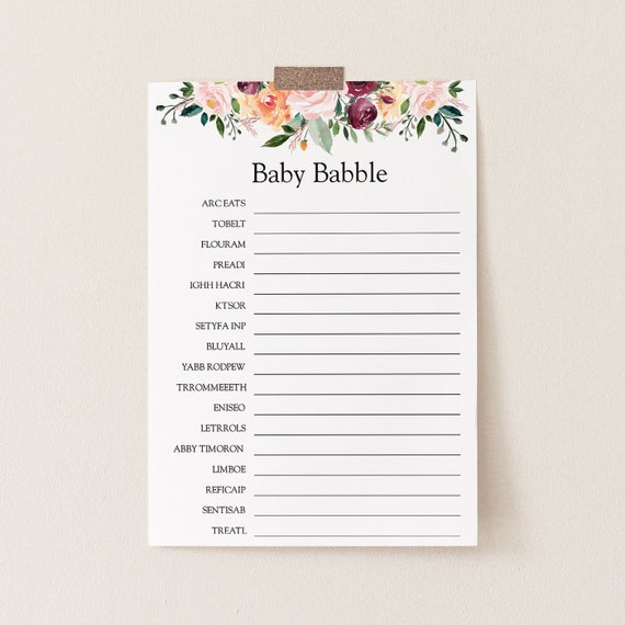 Baby Babble Scramble Baby Shower Game Printable Card Time for | Etsy