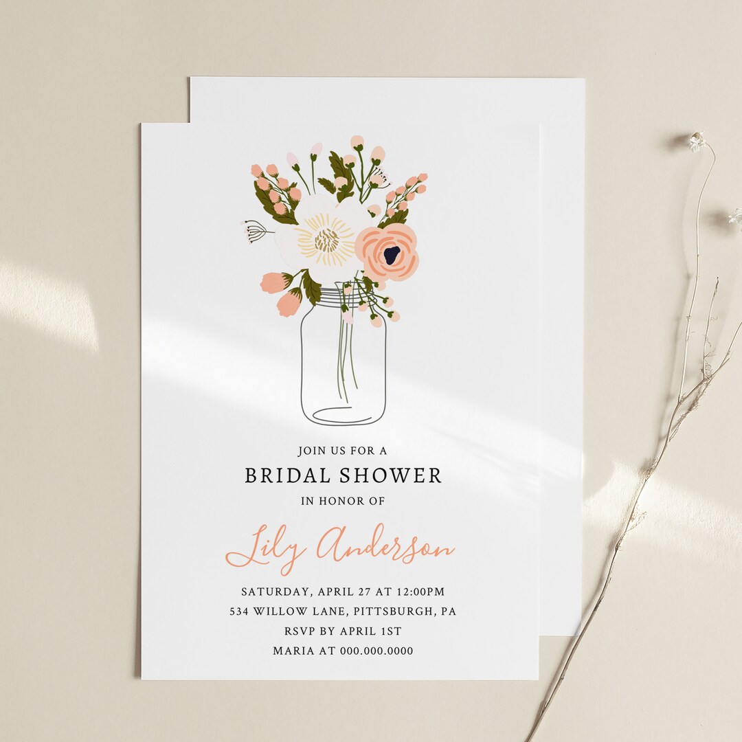 Bridal Shower Invitation Template INSTANT DOWNLOAD 100% Editable Text
