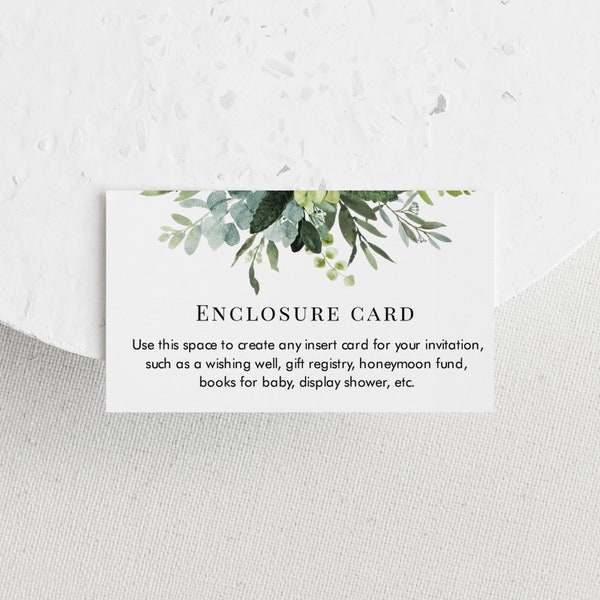 Enclosure Card Template, Eucalyptus and Greenery Enclosure Card, Printable #AP15_EC