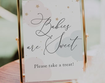 Over the Moon Baby Shower Printable Sign, Babies are Sweet Take a Treat, Pink and Blue, Gender Neutral, Printable Instant Download #AP3bp