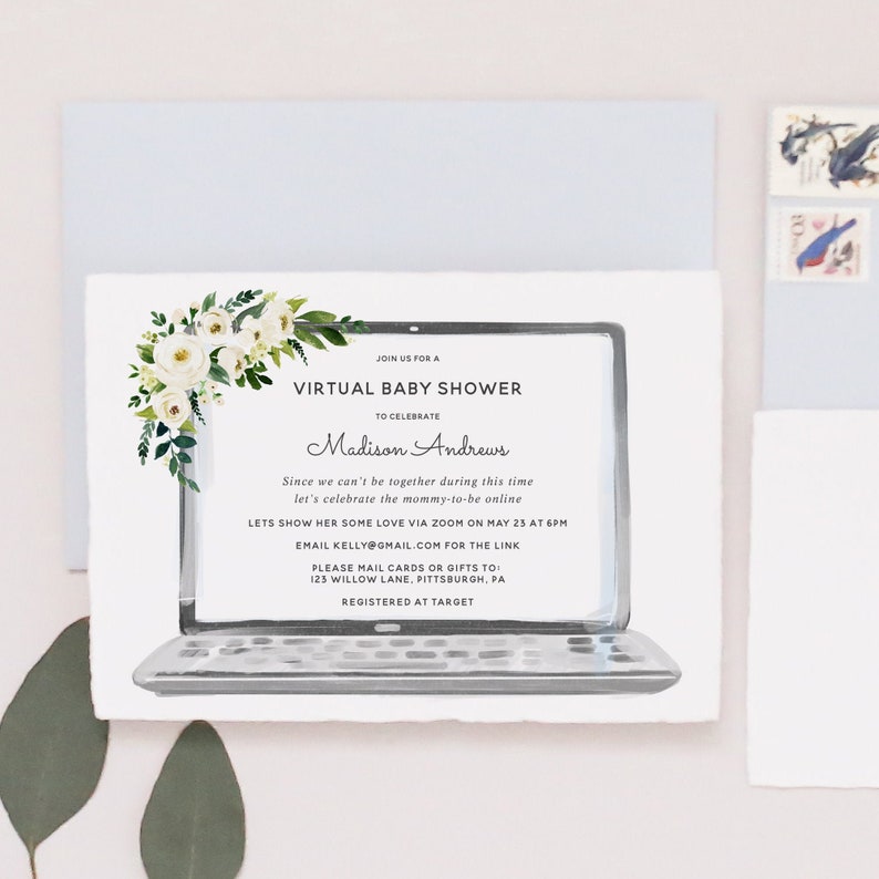 Virtual Baby Shower Printable Invitation and Evite Text Etsy