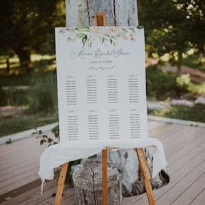 Blush bloemen en groen zitplaatsen tabel welkomstbord vrijgezellenfeest, sjabloon instant download