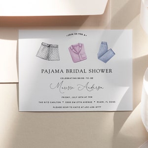 Pajama Bridal Shower Invitation, Printable Template, INSTANT DOWNLOAD