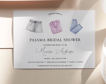 Pajama Bridal Shower Invitation, Printable Template, INSTANT DOWNLOAD