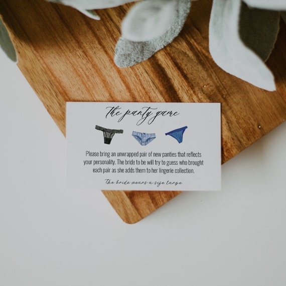 Drop Your Panties Sign and Panty Game Card, Blue Lingerie Bridal