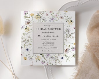 Delicate Wildflower Bridal Shower Invitation, Printable Invite / Evite Template, INSTANT DOWNLOAD #AP33